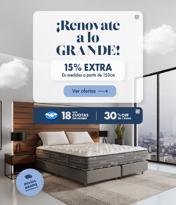 Renovate con 15% extra en medidas superiores a 150cm